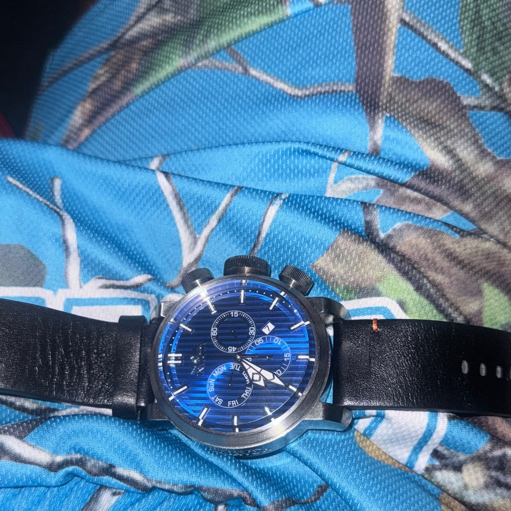 Invicta Blue Dial Black Strap Watch